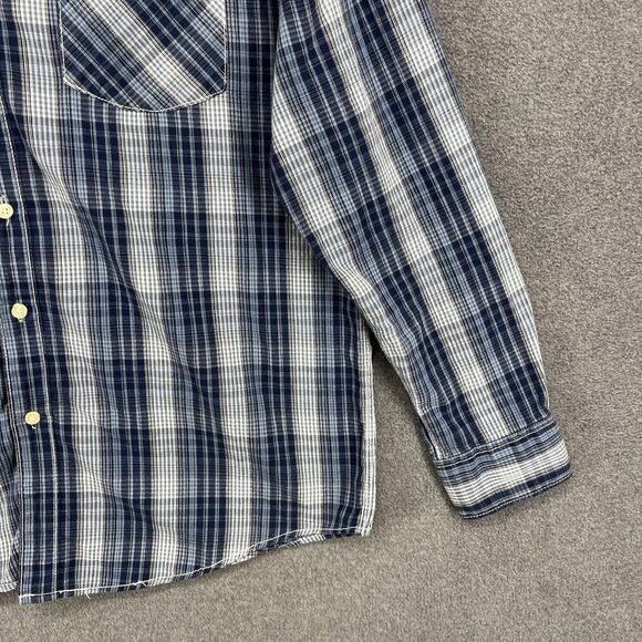 American Rag Cie Shirt Mens Extra Large Blue Plaid‎ Hooded Button Down Cotton - Picture 8 of 16